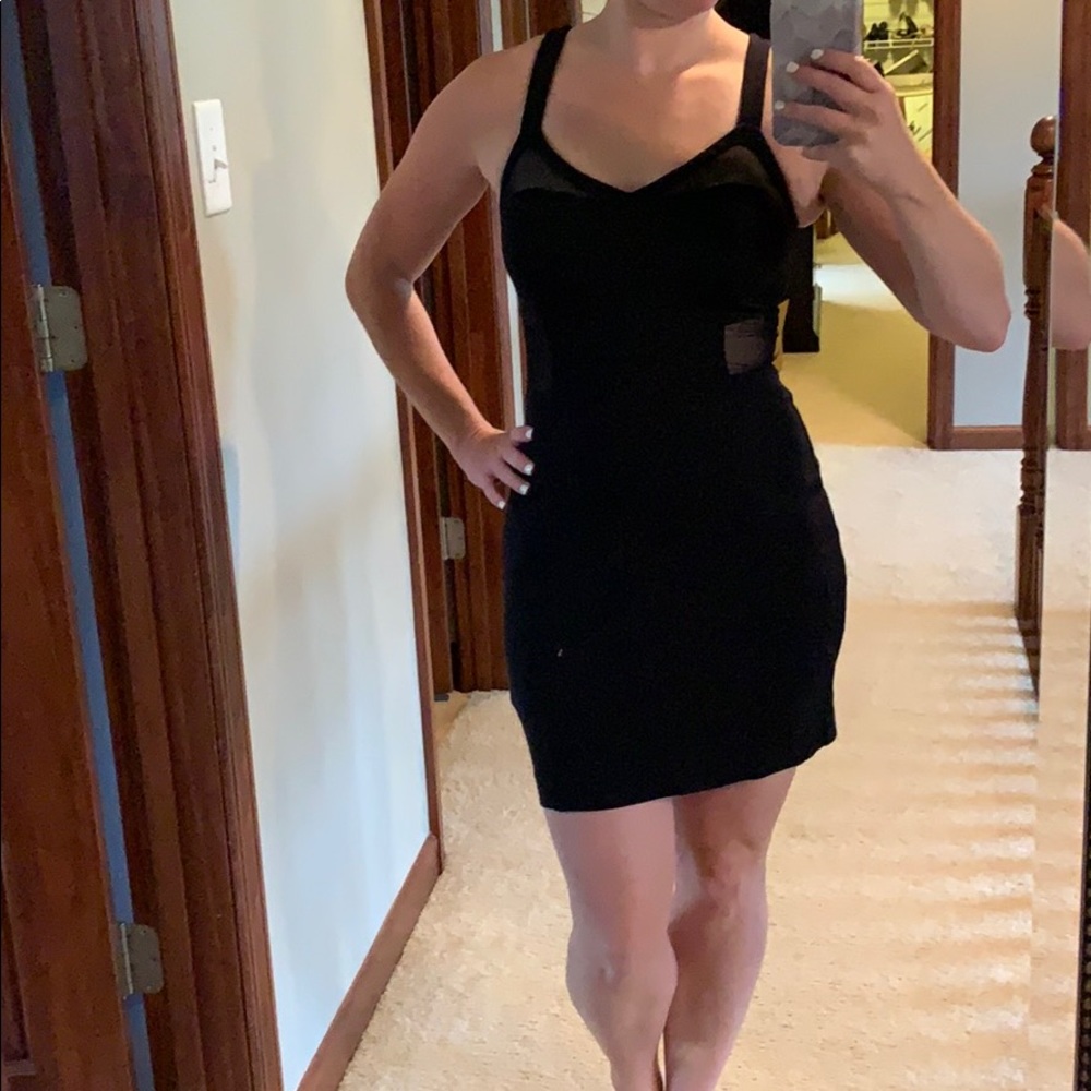 Express Black dress with mesh inserts